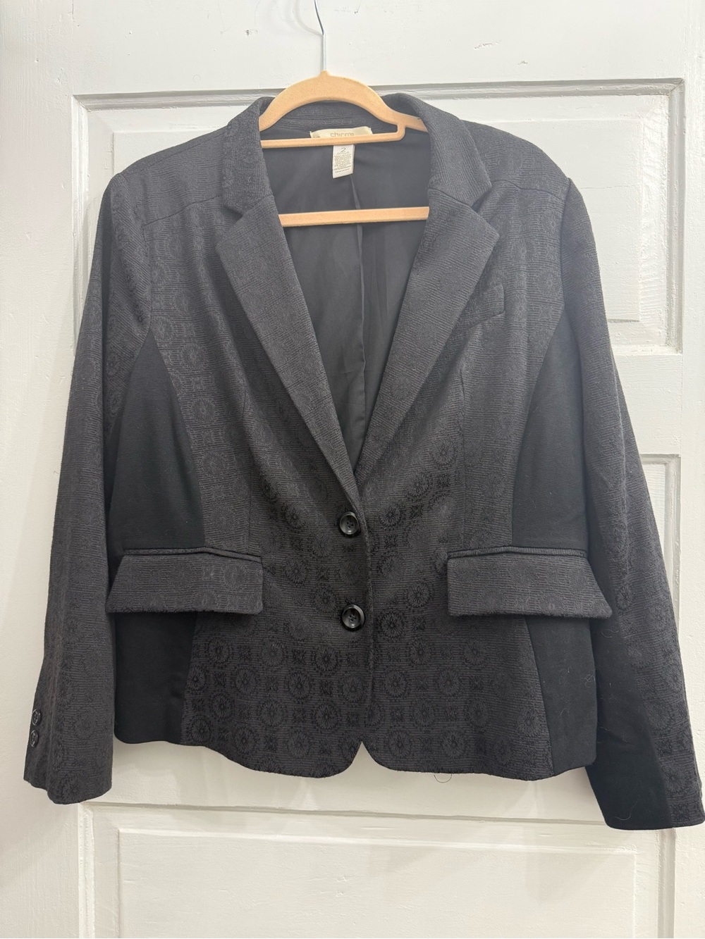 Chico's Black Textured Two-Button Blazer